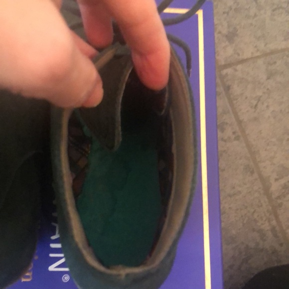 Green leather wedge booties - Picture 3 of 5